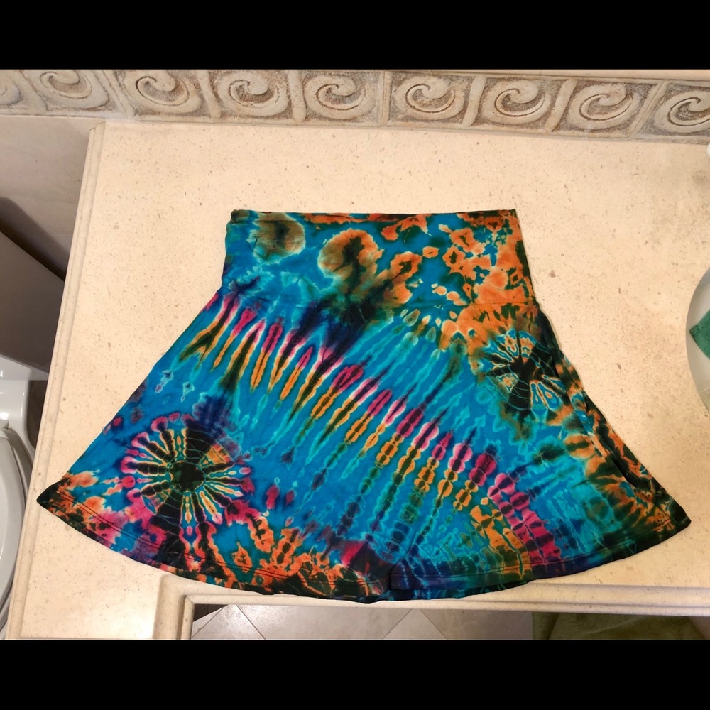 Spandex and Lycra Tie-Dye A line miniskirt